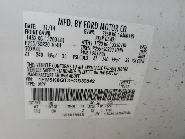 Photo 12 VIN: 1FM5K8GT3FGB39842 - FORD EXPLORER 