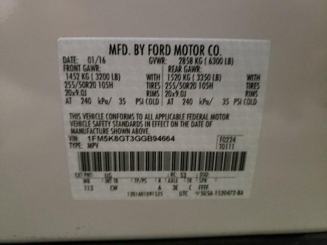 Photo 9 VIN: 1FM5K8GT3GGB94664 - FORD EXPLORER S 