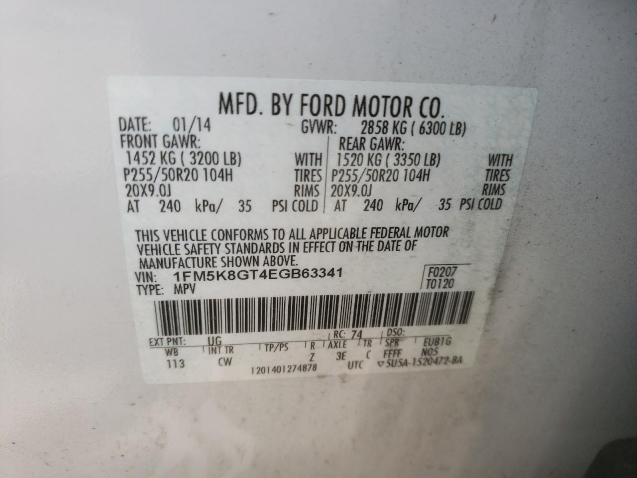 Photo 12 VIN: 1FM5K8GT4EGB63341 - FORD EXPLORER 