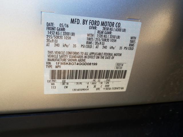 Photo 9 VIN: 1FM5K8GT4GGD08199 - FORD EXPLORER S 