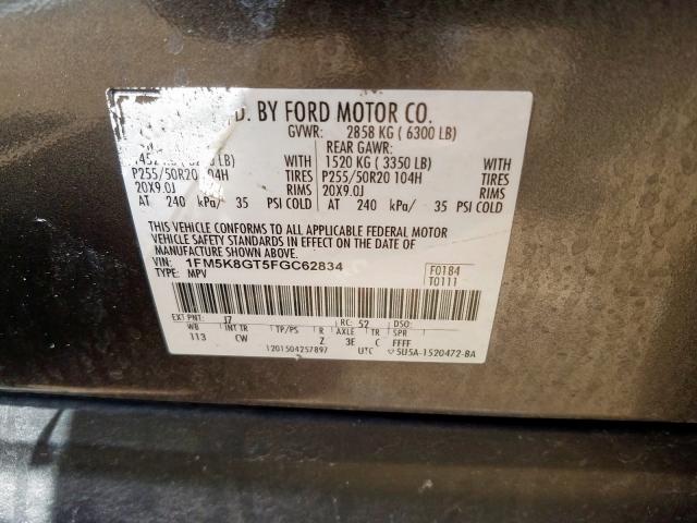 Photo 9 VIN: 1FM5K8GT5FGC62834 - FORD EXPLORER S 