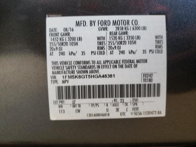 Photo 9 VIN: 1FM5K8GT5HGA48381 - FORD EXPLORER S 