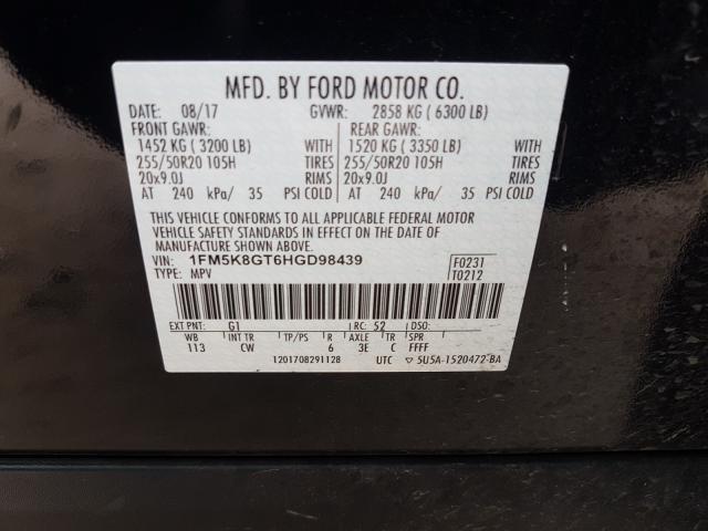 Photo 9 VIN: 1FM5K8GT6HGD98439 - FORD EXPLORER S 