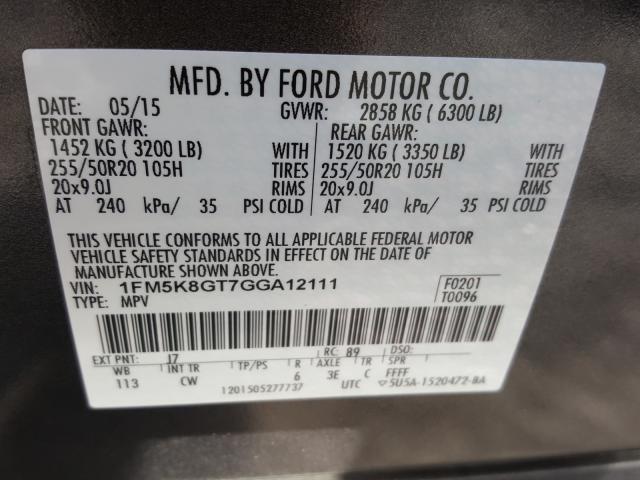 Photo 9 VIN: 1FM5K8GT7GGA12111 - FORD EXPLORER S 