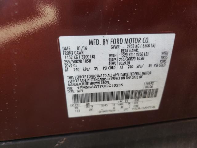 Photo 9 VIN: 1FM5K8GT7GGC10235 - FORD EXPLORER 