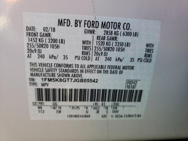 Photo 9 VIN: 1FM5K8GT7JGB05542 - FORD EXPLORER S 