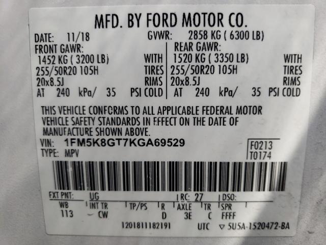 Photo 11 VIN: 1FM5K8GT7KGA69529 - FORD EXPLORER 