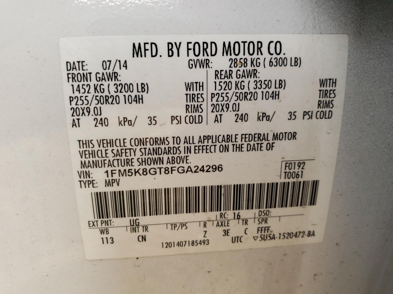 Photo 12 VIN: 1FM5K8GT8FGA24296 - FORD EXPLORER 