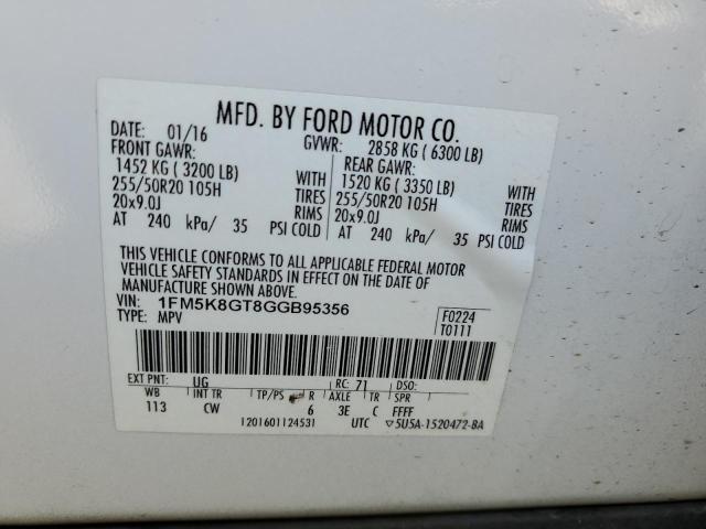 Photo 12 VIN: 1FM5K8GT8GGB95356 - FORD EXPLORER S 