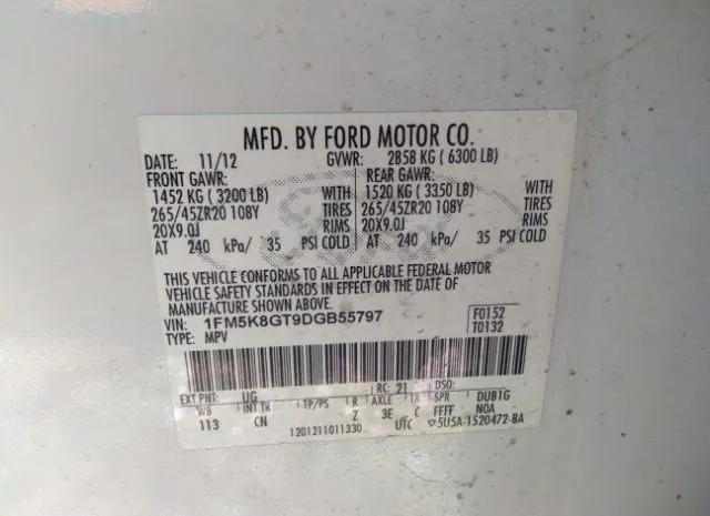 Photo 8 VIN: 1FM5K8GT9DGB55797 - FORD EXPLORER 