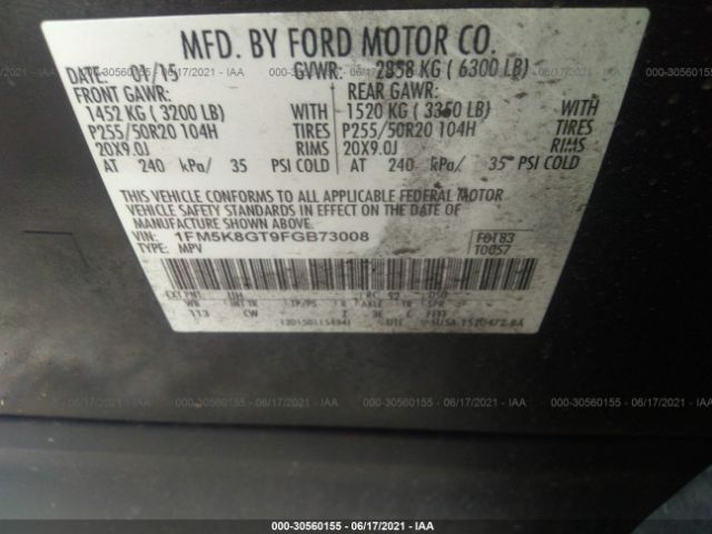 Photo 8 VIN: 1FM5K8GT9FGB73008 - FORD EXPLORER 