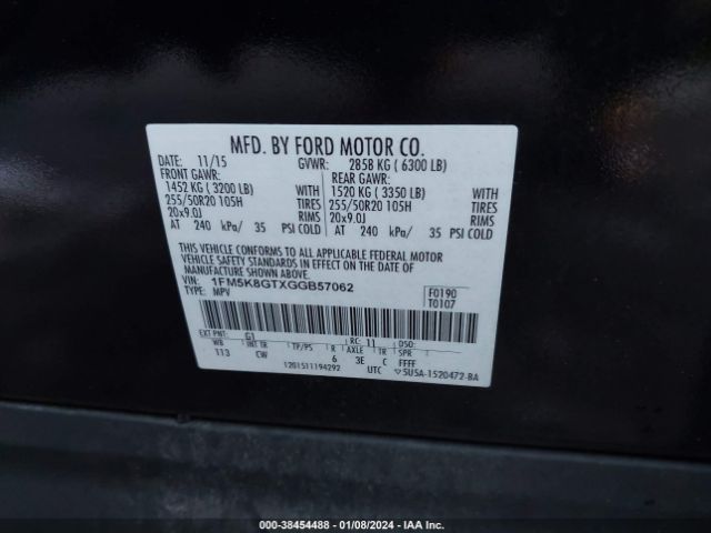 Photo 8 VIN: 1FM5K8GTXGGB57062 - FORD EXPLORER 