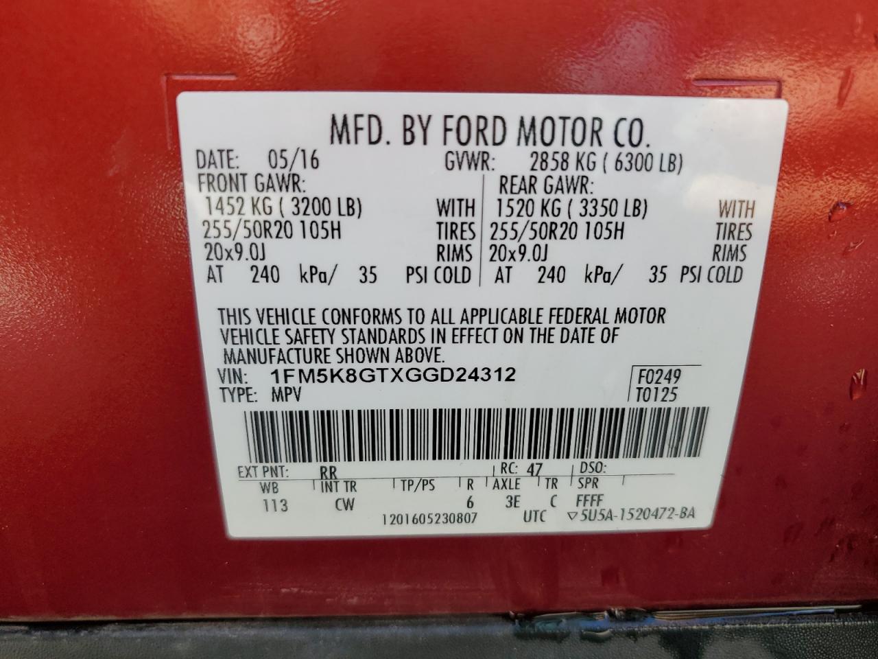 Photo 12 VIN: 1FM5K8GTXGGD24312 - FORD EXPLORER 