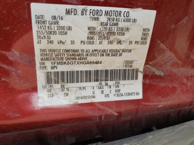 Photo 9 VIN: 1FM5K8GTXHGA69484 - FORD EXPLORER S 