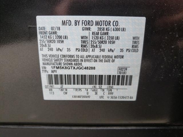 Photo 9 VIN: 1FM5K8GTXJGC48288 - FORD EXPLORER S 