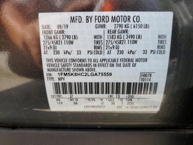 Photo 9 VIN: 1FM5K8HC2LGA75559 - FORD EXPLORER P 