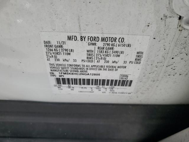 Photo 12 VIN: 1FM5K8HC2NGA12805 - FORD EXPLORER P 