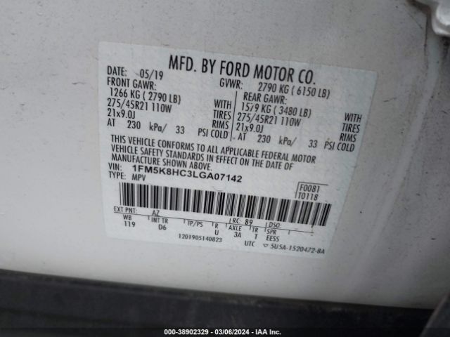 Photo 8 VIN: 1FM5K8HC3LGA07142 - FORD EXPLORER 