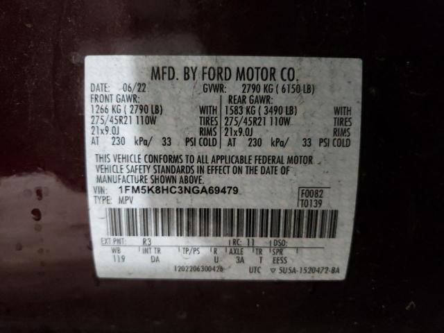 Photo 12 VIN: 1FM5K8HC3NGA69479 - FORD EXPLORER 