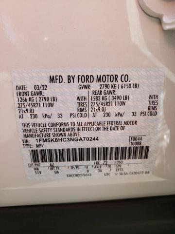 Photo 9 VIN: 1FM5K8HC3NGA70244 - FORD EXPLORER P 