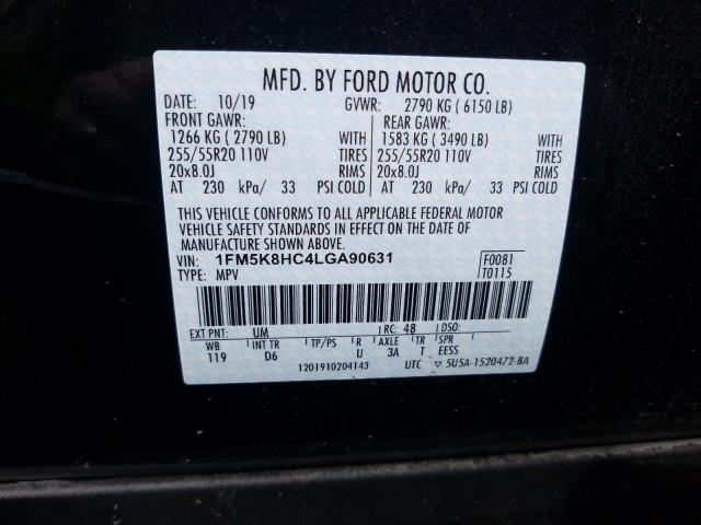 Photo 9 VIN: 1FM5K8HC4LGA90631 - FORD EXPLORER P 