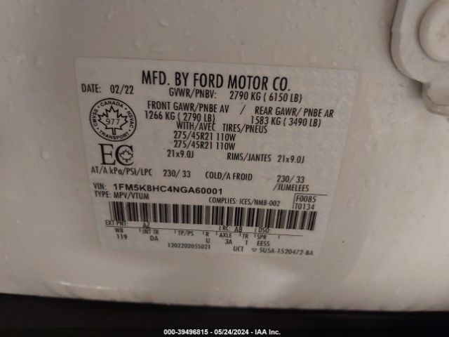 Photo 8 VIN: 1FM5K8HC4NGA60001 - FORD EXPLORER 