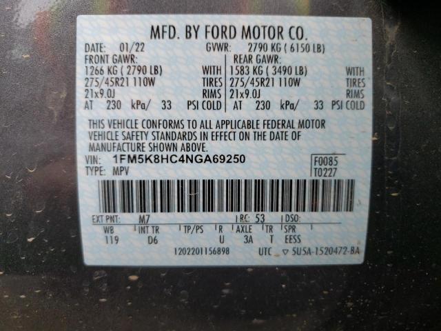 Photo 13 VIN: 1FM5K8HC4NGA69250 - FORD EXPLORER P 