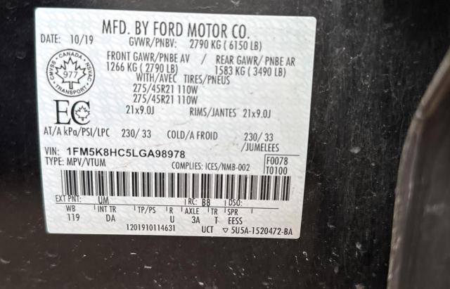 Photo 9 VIN: 1FM5K8HC5LGA98978 - FORD EXPLORER P 