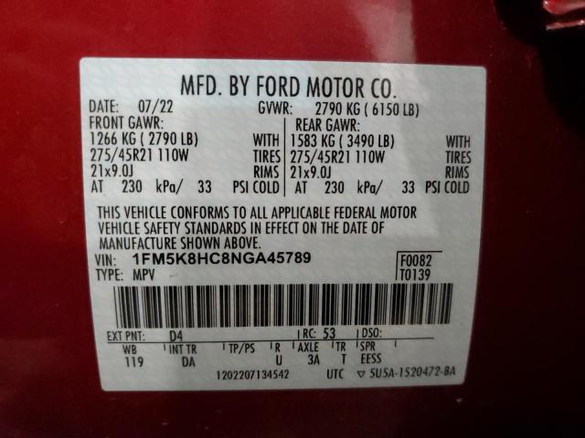 Photo 12 VIN: 1FM5K8HC8NGA45789 - FORD EXPLORER P 