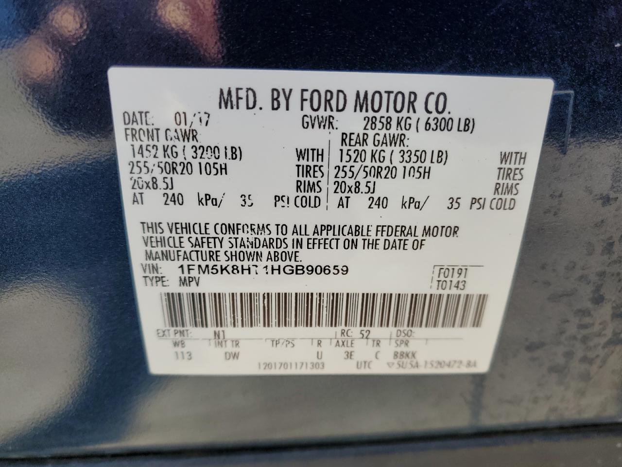 Photo 12 VIN: 1FM5K8HT1HGB90659 - FORD EXPLORER 