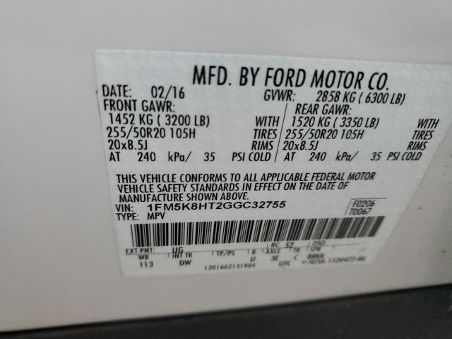 Photo 12 VIN: 1FM5K8HT2GGC32755 - FORD EXPLORER P 