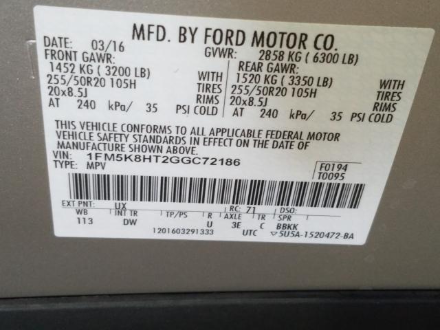 Photo 9 VIN: 1FM5K8HT2GGC72186 - FORD EXPLORER P 