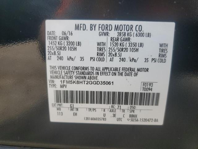 Photo 12 VIN: 1FM5K8HT2GGD35061 - FORD EXPLORER P 