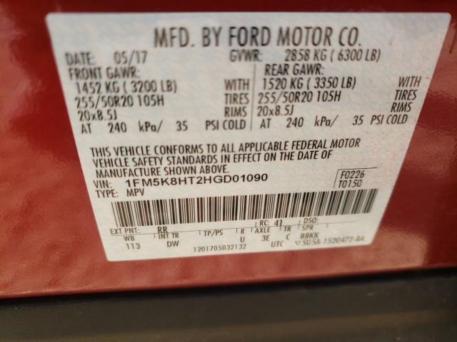 Photo 9 VIN: 1FM5K8HT2HGD01090 - FORD EXPLORER P 