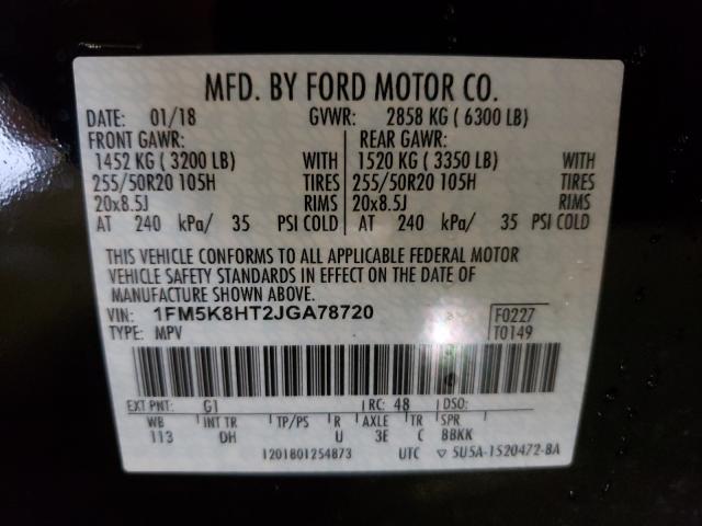 Photo 9 VIN: 1FM5K8HT2JGA78720 - FORD EXPLORER P 