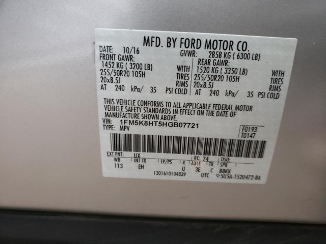 Photo 9 VIN: 1FM5K8HT5HGB07721 - FORD EXPLORER P 