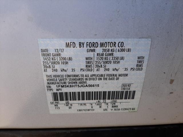 Photo 9 VIN: 1FM5K8HT5JGA56615 - FORD EXPLORER P 