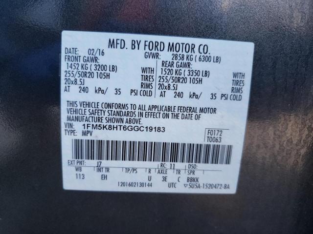 Photo 9 VIN: 1FM5K8HT6GGC19183 - FORD EXPLORER P 