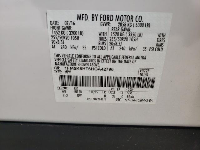 Photo 9 VIN: 1FM5K8HT6HGA42796 - FORD EXPLORER P 