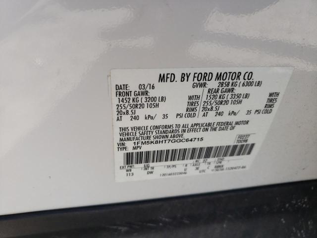 Photo 12 VIN: 1FM5K8HT7GGC64715 - FORD EXPLORER P 