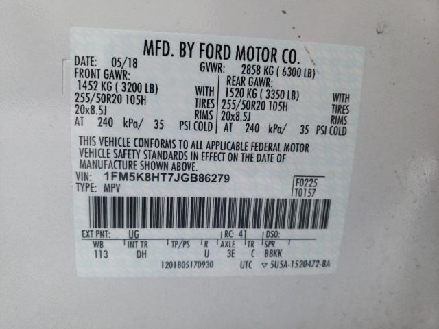 Photo 9 VIN: 1FM5K8HT7JGB86279 - FORD EXPLORER P 