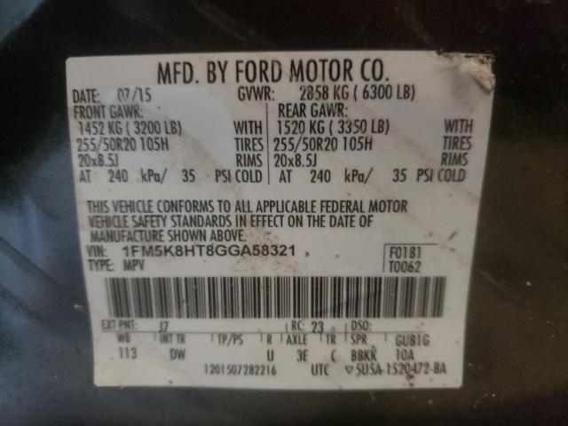 Photo 9 VIN: 1FM5K8HT8GGA58321 - FORD EXPLORER P 