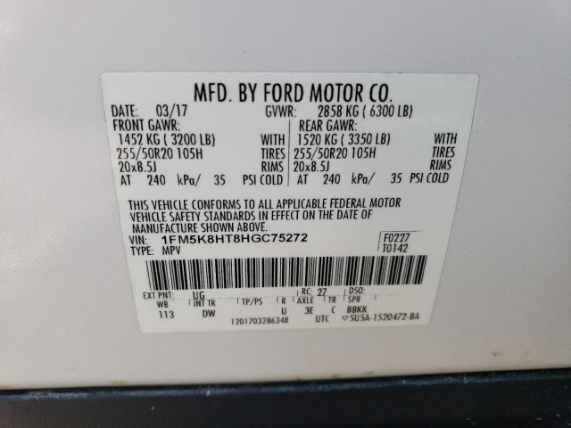 Photo 12 VIN: 1FM5K8HT8HGC75272 - FORD EXPLORER P 