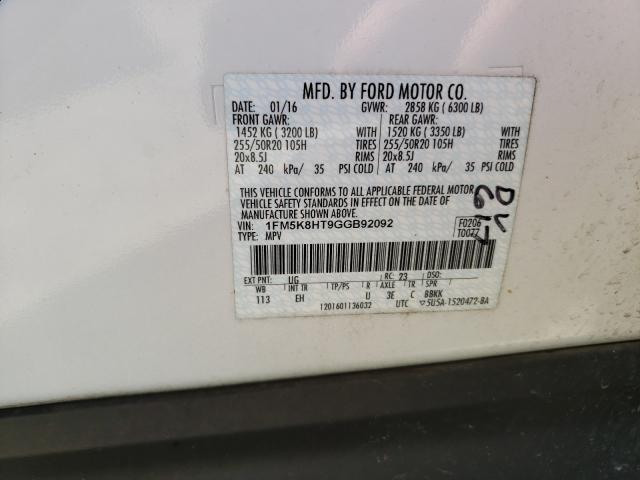 Photo 9 VIN: 1FM5K8HT9GGB92092 - FORD EXPLORER P 