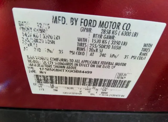 Photo 8 VIN: 1FM5K8HTXGGB84499 - FORD EXPLORER 