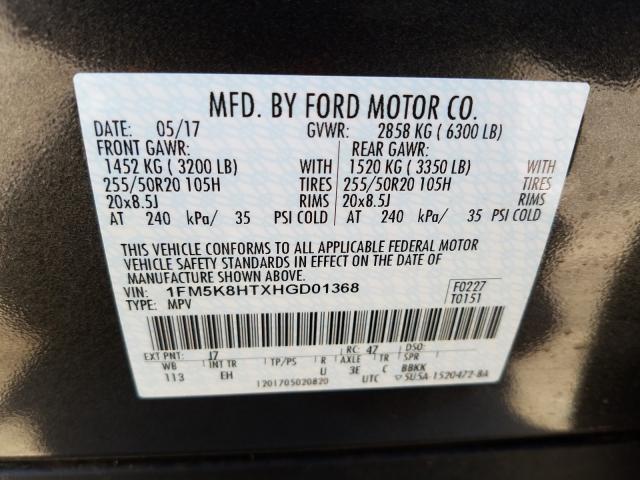 Photo 9 VIN: 1FM5K8HTXHGD01368 - FORD EXPLORER P 