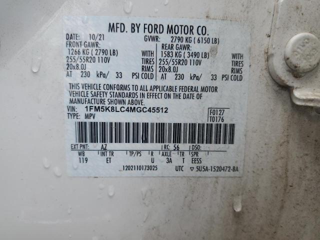 Photo 12 VIN: 1FM5K8LC4MGC45512 - FORD EXPLORER K 