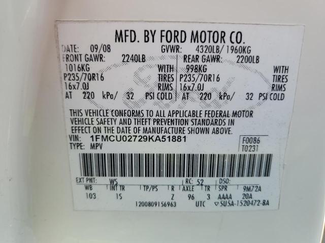 Photo 12 VIN: 1FMCU02729KA51881 - FORD ESCAPE XLS 