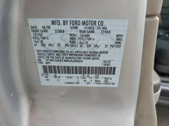 Photo 13 VIN: 1FMCU02749KA29624 - FORD ESCAPE XLS 