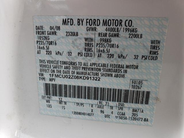 Photo 11 VIN: 1FMCU02Z08KD91322 - FORD ESCAPE XLS 